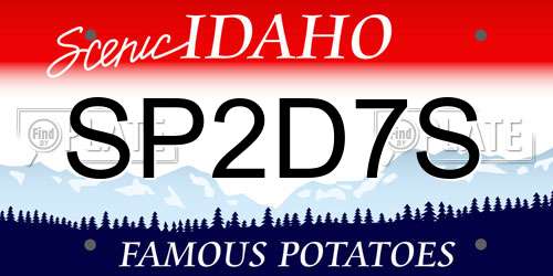 SP2D7S Idaho License Plate