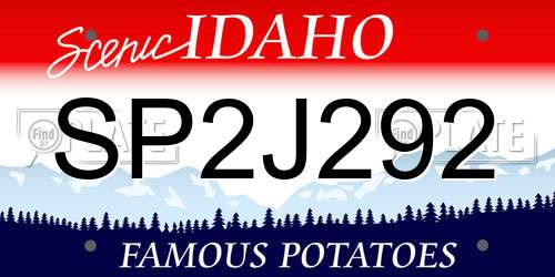 SP2J292 Idaho License Plate