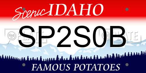 SP2S0B Idaho License Plate