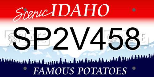 SP2V458 Idaho License Plate