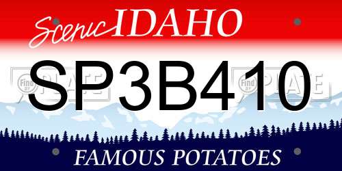 SP3B410 Idaho License Plate