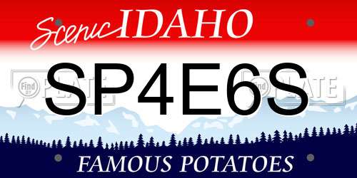 SP4E6S Idaho License Plate