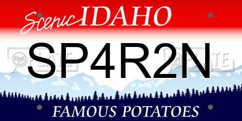 SP4R2N Idaho License Plate
