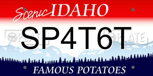 SP4T6T Idaho License Plate