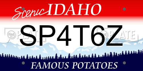 SP4T6Z Idaho License Plate
