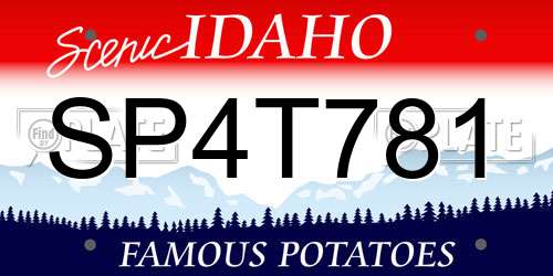SP4T781 Idaho License Plate