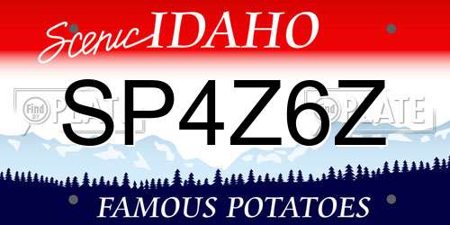 SP4Z6Z Idaho License Plate