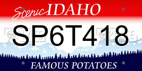 SP6T418 Idaho License Plate