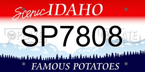 SP7808 Idaho License Plate