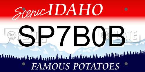 SP7B0B Idaho License Plate