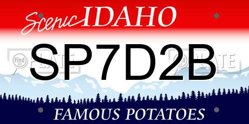 SP7D2B Idaho License Plate