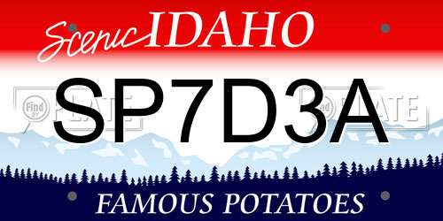 SP7D3A Idaho License Plate