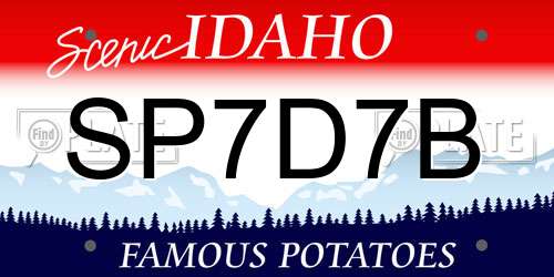 SP7D7B Idaho License Plate
