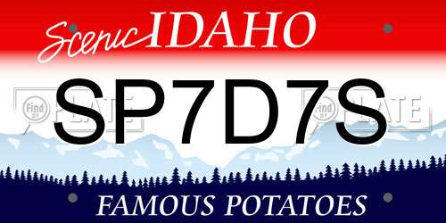 SP7D7S Idaho License Plate