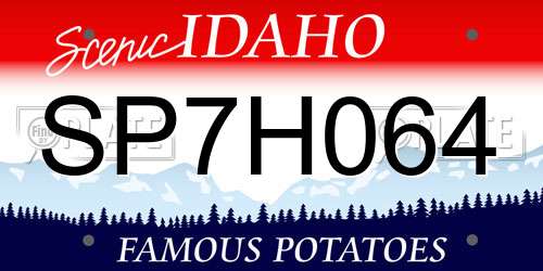 SP7H064 Idaho License Plate