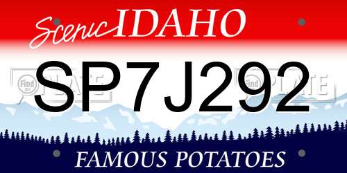 SP7J292 Idaho License Plate