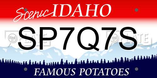 SP7Q7S Idaho License Plate