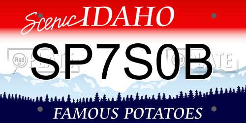 SP7S0B Idaho License Plate