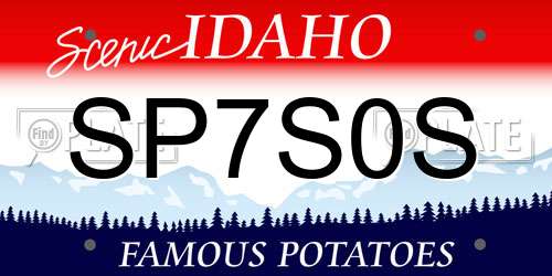 SP7S0S Idaho License Plate