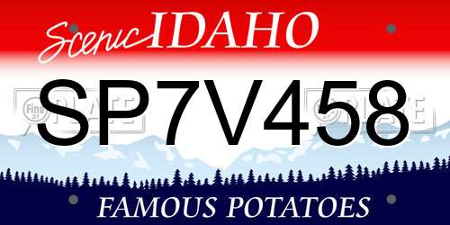 SP7V458 Idaho License Plate