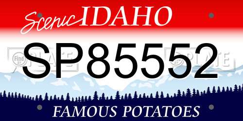 SP85552 Idaho License Plate