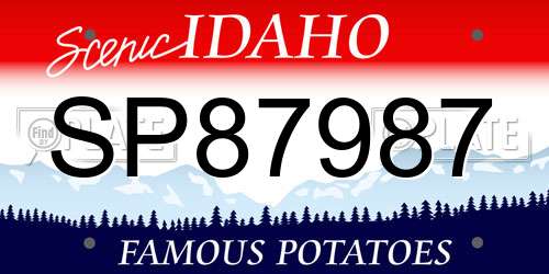 SP87987 Idaho License Plate