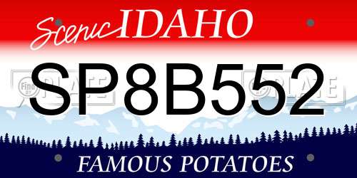 SP8B552 Idaho License Plate