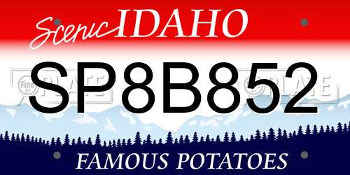 SP8B852 Idaho License Plate