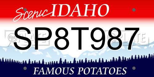 SP8T987 Idaho License Plate
