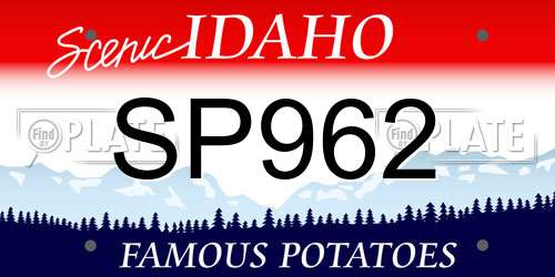 SP962 Idaho License Plate