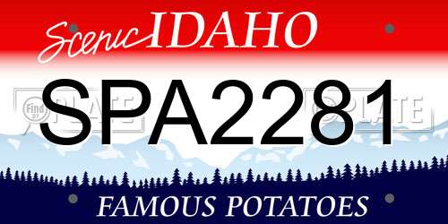 SPA2281 Idaho License Plate