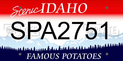SPA2751 Idaho License Plate