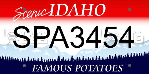 SPA3454 Idaho License Plate