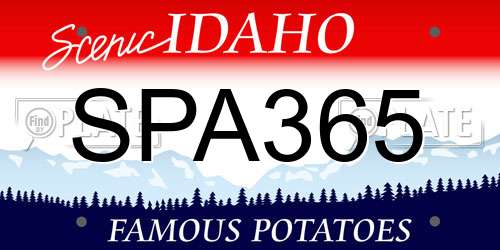 SPA365 Idaho License Plate