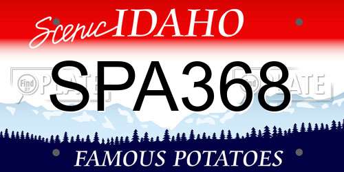 SPA368 Idaho License Plate