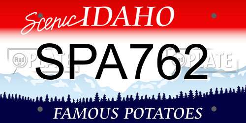 SPA762 Idaho License Plate
