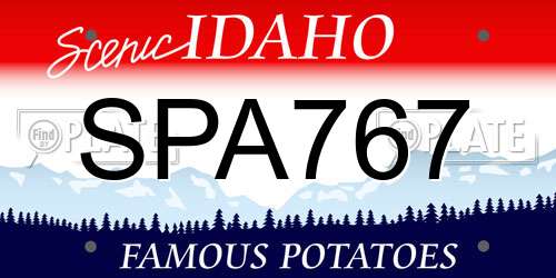SPA767 Idaho License Plate