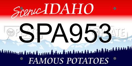 SPA953 Idaho License Plate