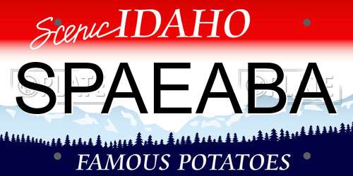 SPAEABA Idaho License Plate