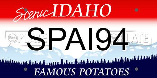 SPAI94 Idaho License Plate