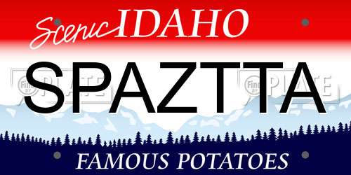 SPAZTTA Idaho License Plate