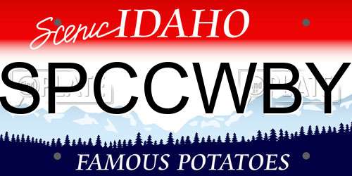SPCCWBY Idaho License Plate