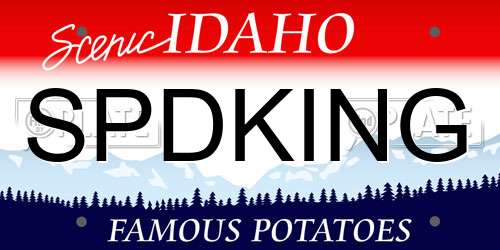 SPDKING Idaho License Plate