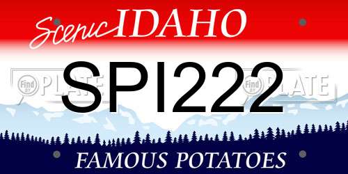 SPI222 Idaho License Plate
