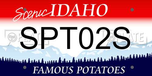 SPT02S Idaho License Plate