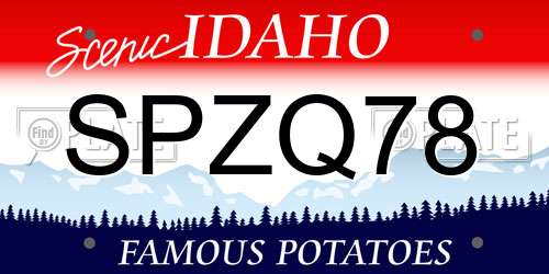 SPZQ78 Idaho License Plate
