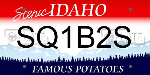 SQ1B2S Idaho License Plate
