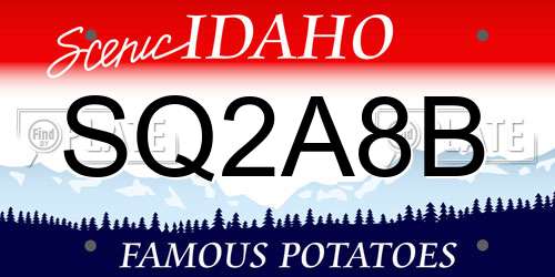 SQ2A8B Idaho License Plate