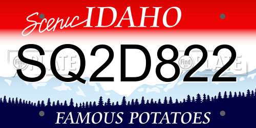 SQ2D822 Idaho License Plate