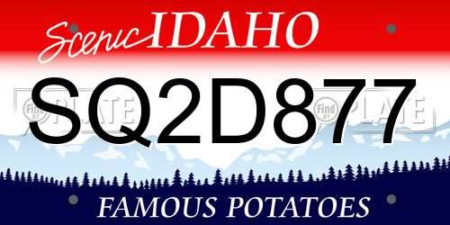 SQ2D877 Idaho License Plate